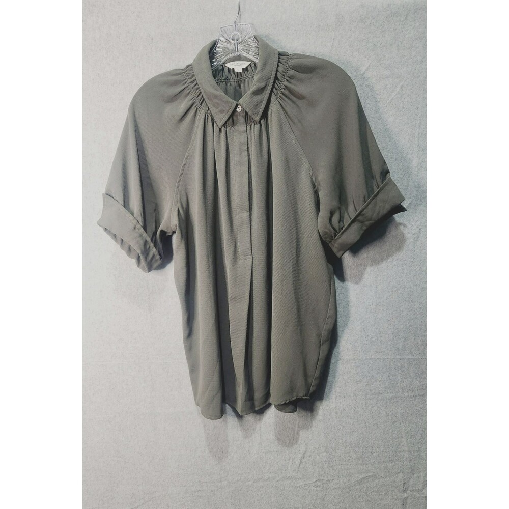 Max Studio Gray Button Up Collared Blouse Size La… - image 1